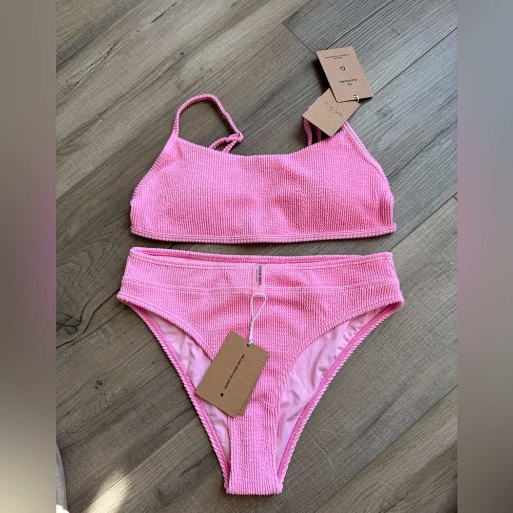 Yukari Pink high waist swim two piece, size L